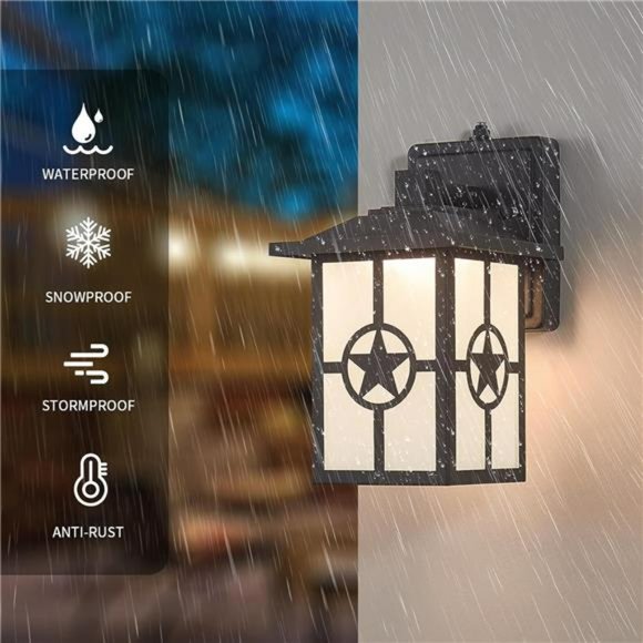 Dusk to Dawn Outdoor Porch Lights, Exterior Wall Light, Matte Black , Waterproof - Picture 6 of 7